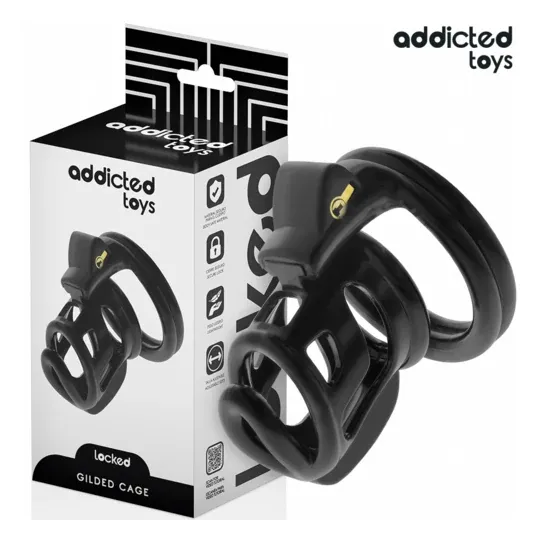 Cage de chasteté en métal Addicted Toys Locked taille M 8,5 cm avec serrure et clés, anneau pubien inclus