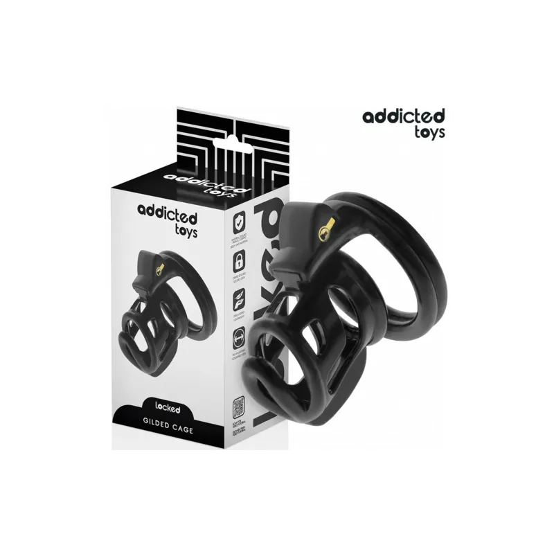 Gabbia di castità in metallo Addicted Toys Locked taglia M 8,5 cm con serratura e chiavi, anello pubico incluso
