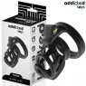 Addicted Toys Locked metal chastity cage size M 8.5 cm with lock and keys, includes cock ring