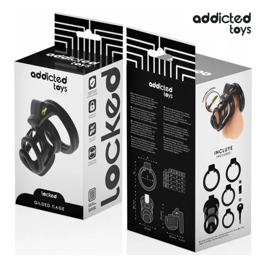 Metall Keuschheitskäfig Addicted Toys Locked Größe M 8,5 cm mit Schloss und Schlüsseln, inklusive Penisring