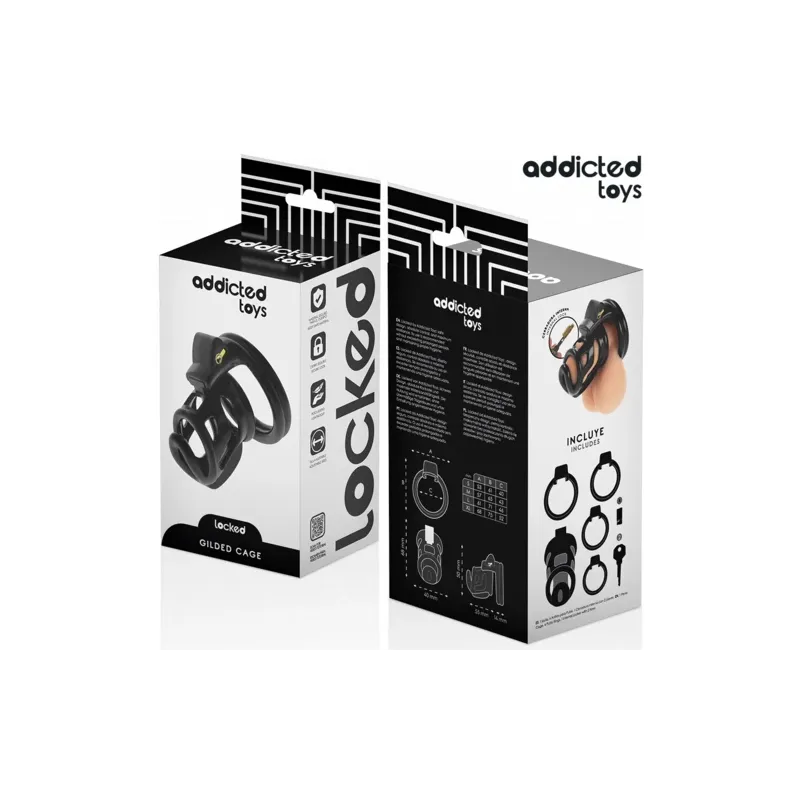 Gabbia di castità in metallo Addicted Toys Locked taglia M 8,5 cm con serratura e chiavi, anello pubico incluso