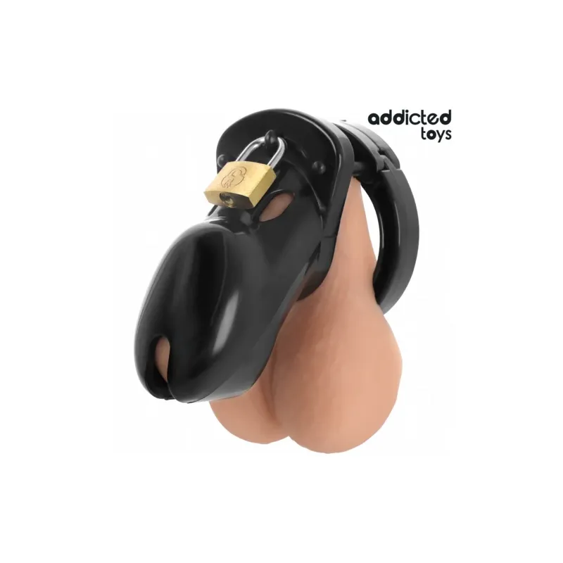 Keuschheitskäfig ADDICTED TOYS LOCKED, Set mit 5 Ringen (35-49mm) und Metallschloss.