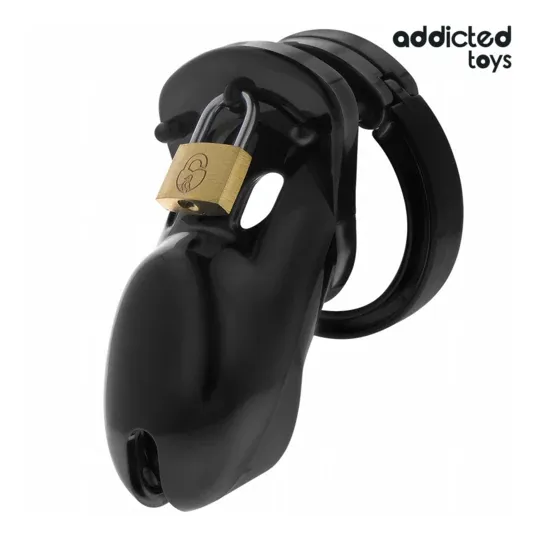 Keuschheitskäfig ADDICTED TOYS LOCKED, Set mit 5 Ringen (35-49mm) und Metallschloss.