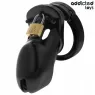 Cage de chasteté ADDICTED TOYS LOCKED, kit 5 anneaux ajustables (35-49mm) avec serrure métallique.