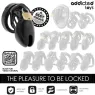 Cage de chasteté ADDICTED TOYS LOCKED, kit 5 anneaux ajustables (35-49mm) avec serrure métallique.