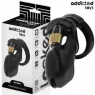 Keuschheitskäfig ADDICTED TOYS LOCKED, Set mit 5 Ringen (35-49mm) und Metallschloss.