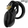 Cage de chasteté Addicted Toys Locked Obsidian Hold taille M vue d'ensemble noire avec anneaux ajustables