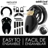 Jaula de castidad ADDICTED TOYS LOCKED Obsidian Hold talla S, vista general con anillos y candado de seguridad."}, {"fr": "Cage 