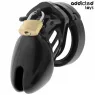 Jaula de castidad ADDICTED TOYS LOCKED Obsidian Hold talla S, vista general con anillos y candado de seguridad."}, {"fr": "Cage 