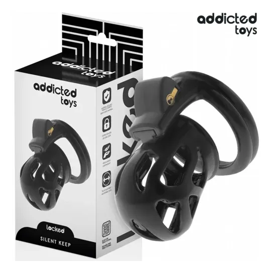 Leiser Keuschheitskäfig 7,5 cm ADDICTED TOYS LOCKED – Gesamtansicht schwarz
