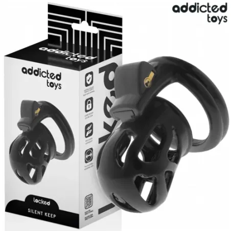 Cage de chasteté silencieuse 7,5 cm ADDICTED TOYS LOCKED – vue d’ensemble noire