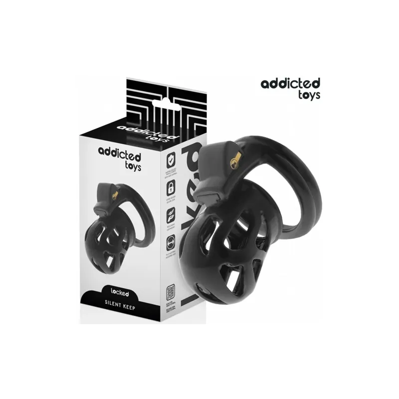 Silent chastity cage 7.5 cm ADDICTED TOYS LOCKED – black overall view
