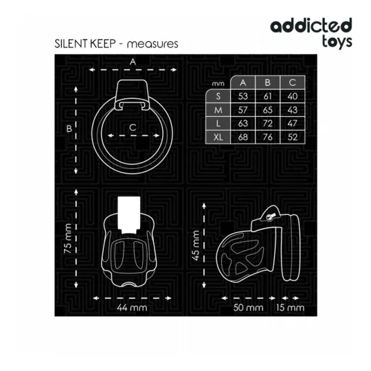 Leiser Keuschheitskäfig 7,5 cm ADDICTED TOYS LOCKED – Gesamtansicht schwarz