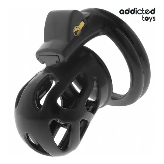Cage de chasteté silencieuse 7,5 cm ADDICTED TOYS LOCKED – vue d’ensemble noire