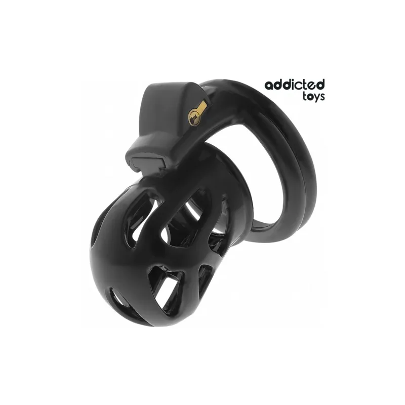 Cage de chasteté silencieuse 7,5 cm ADDICTED TOYS LOCKED – vue d’ensemble noire