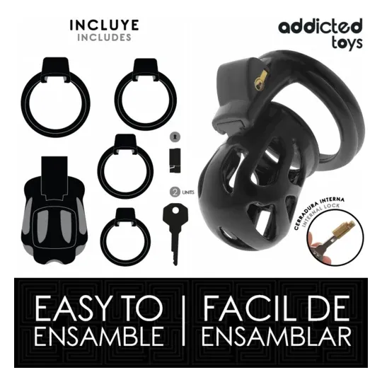 Gabbia di castità silenziosa 7,5 cm ADDICTED TOYS LOCKED – vista generale nera