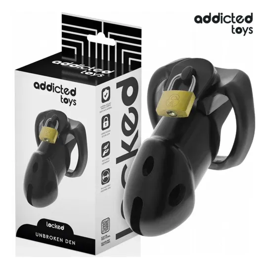 Gabbia di castità ADDICTED TOYS LOCKED Unbroken Den 9,8 cm con lucchetto e 3 anelli in ABS medicale