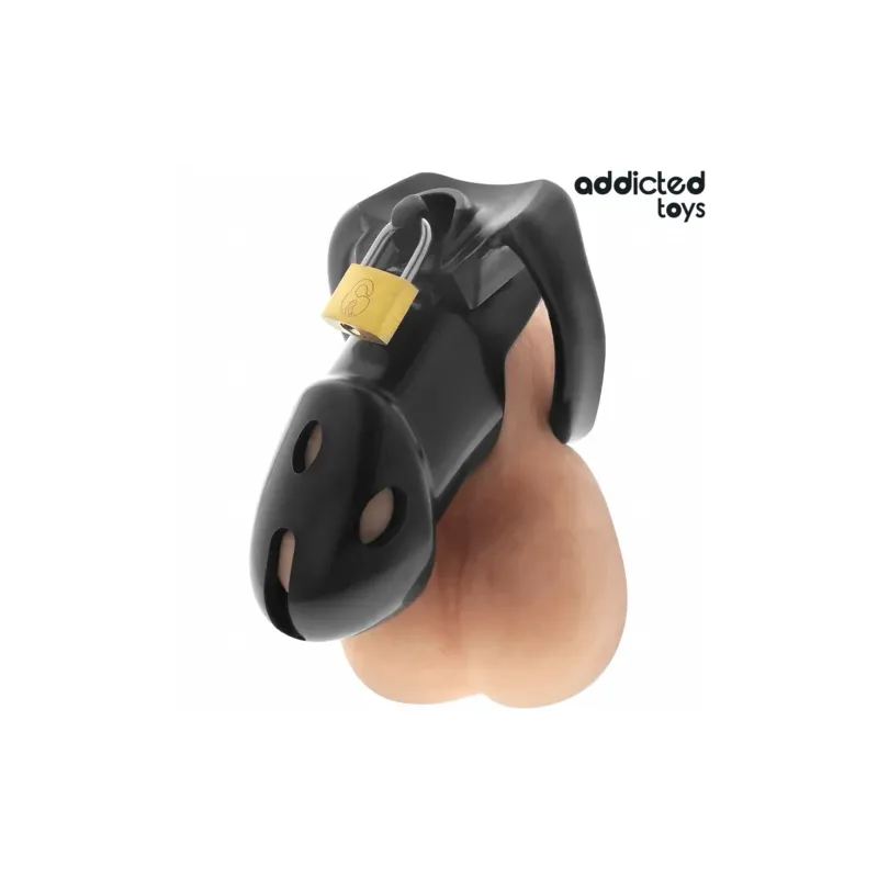 Jaula de castidad ADDICTED TOYS LOCKED Unbroken Den 9,8 cm con candado y 3 anillos de ABS médico