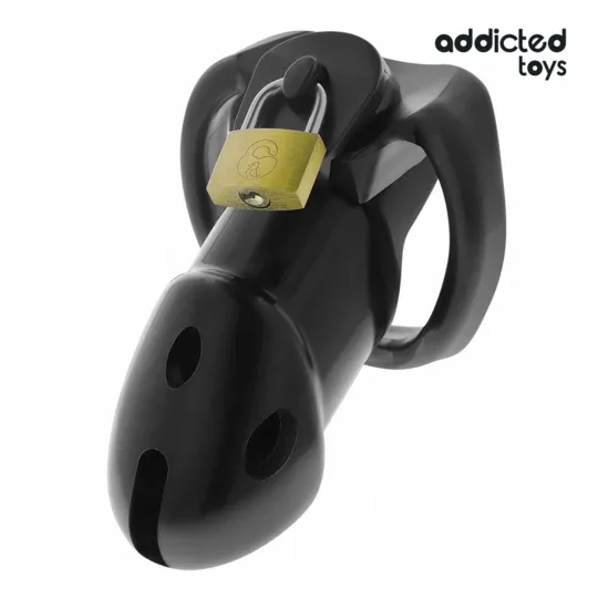 Cage de chasteté ADDICTED TOYS LOCKED Unbroken Den 9,8 cm avec cadenas et 3 bagues ajustables en ABS médical