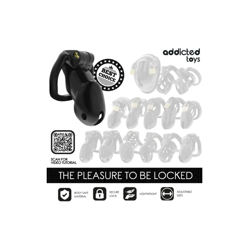 Cage di castità Midnight Cell L Addicted Toys Locked – 4 anelli, plastica ABS nera, vista principale