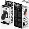 Jaula de castidad Midnight Cell L Addicted Toys Locked – 4 anillos, plástico ABS negro, vista frontal" }, { "fr": "Cage Midnight