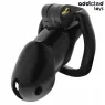 Jaula de castidad Midnight Cell L Addicted Toys Locked – 4 anillos, plástico ABS negro, vista frontal" }, { "fr": "Cage Midnight