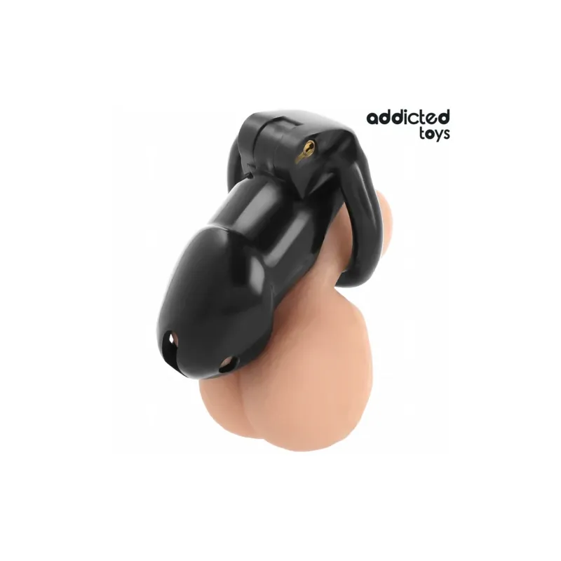 Cage de chasteté Midnight Cell L Addicted Toys Locked – 4 anneaux, plastique ABS noir, vue principale