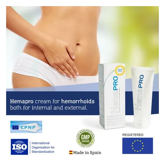 Crema hemorroides Hemapro 500 Cosmetics 75 ml - tubo blanco para hemorroides externas
