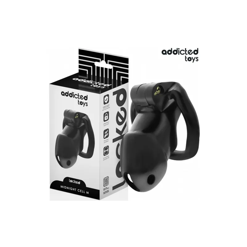 Gabbia di castità Midnight Cell ADDICTED TOYS LOCKED taglia M con serratura e anelli regolabili