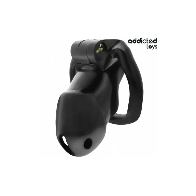 Jaula de castidad Midnight Cell ADDICTED TOYS LOCKED talla M con cerradura y anillos ajustables