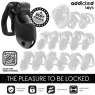 Cage de chasteté Midnight Cell ADDICTED TOYS LOCKED taille M avec serrure et bagues ajustables
