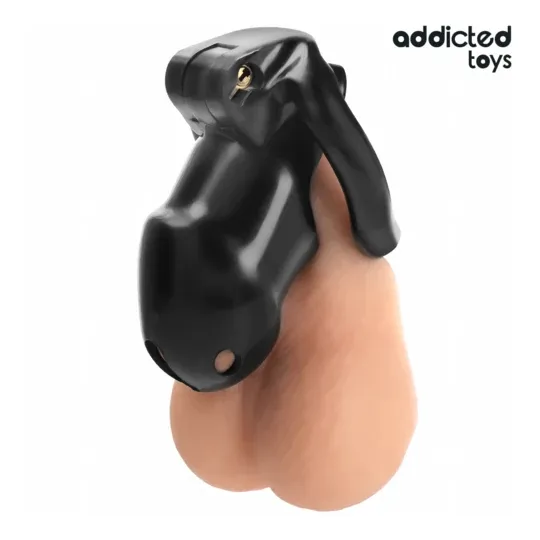 Cage de chasteté Midnight Cell ADDICTED TOYS LOCKED taille M avec serrure et bagues ajustables