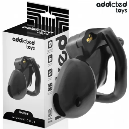 Cage de chasteté verrouillable Addicted Toys Locked MINDNIGHT taille S vue d'ensemble