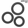 Lot de 3 anneaux péniens en silicone Addicted Toys taille réglable sur fond noir