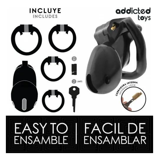 Verschließbarer Keuschheitskäfig Addicted Toys Locked MINDNIGHT Größe S Gesamtansicht