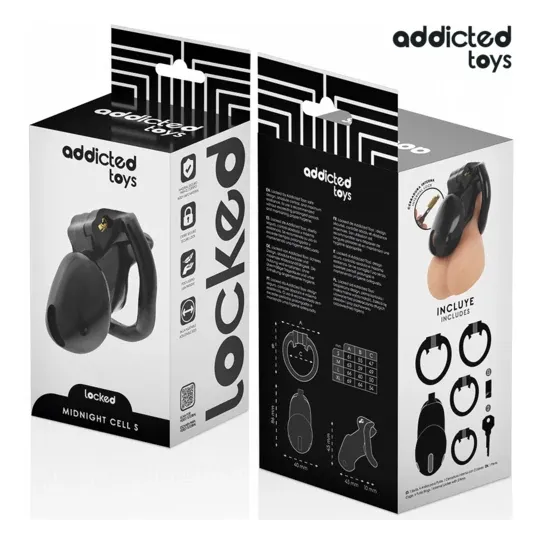 Gabbia di castità bloccabile Addicted Toys Locked MINDNIGHT taglia S vista d'insieme