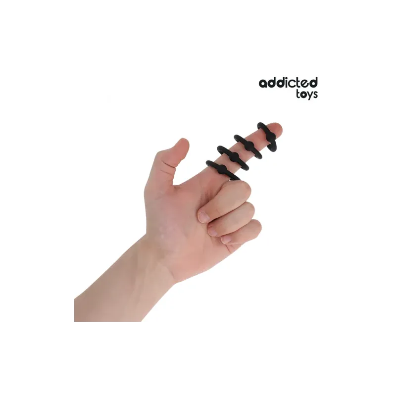 Lote de 4 anillos de pene de silicona Addicted Toys, niveles de presión 33-44mm, para erección firme