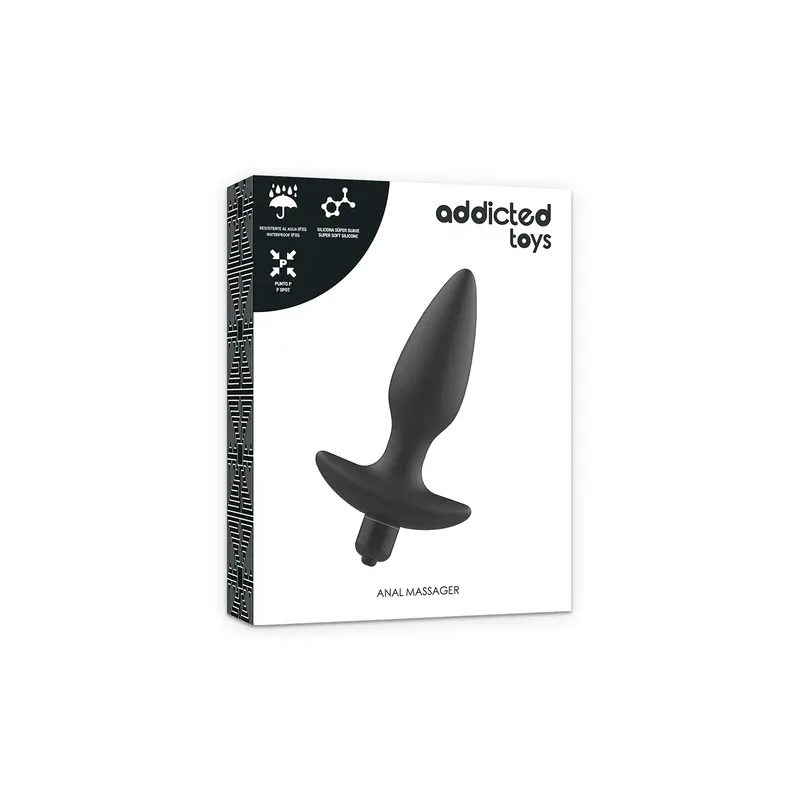 ADDICTED TOYS black vibrating anal plug silicone medical prostate massager front view
