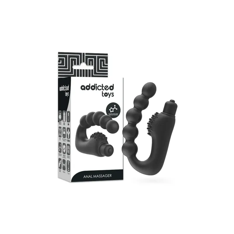 Massaggiatore prostatico vibrante Addicted Toys silicone nero compatto