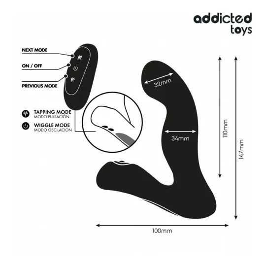 Masseur de prostate oscillant Addicted Toys en silicone violet avec télécommande mode pulsation