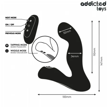 Oszillierender Prostata-Massager Addicted Toys aus violettem Silikon mit Fernbedienung Pulsationsmodus