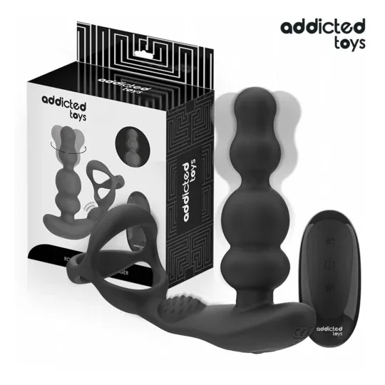 Addicted Toys rotierender Prostatamassager aus medizinischem Silikon schwarz mit Fernbedienung – D-244706