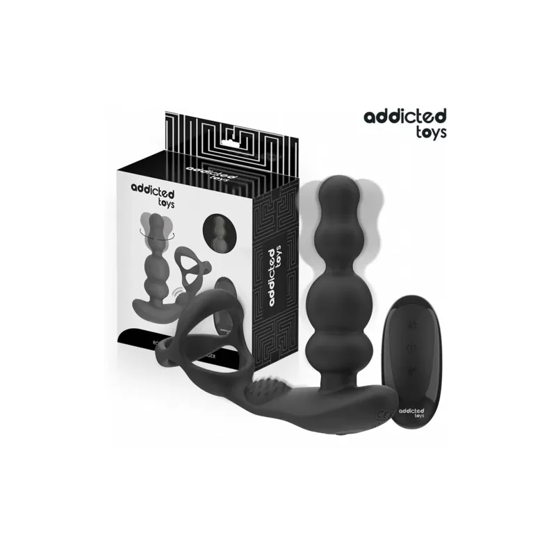 Addicted Toys rotierender Prostatamassager aus medizinischem Silikon schwarz mit Fernbedienung – D-244706
