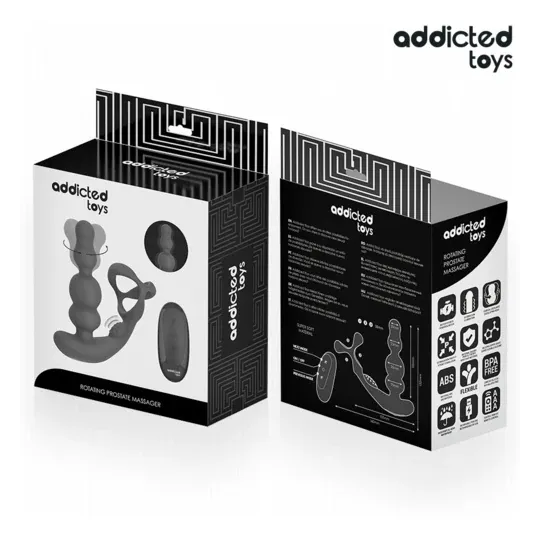 Massaggiatore prostatico rotante Addicted Toys in silicone medico nero con telecomando