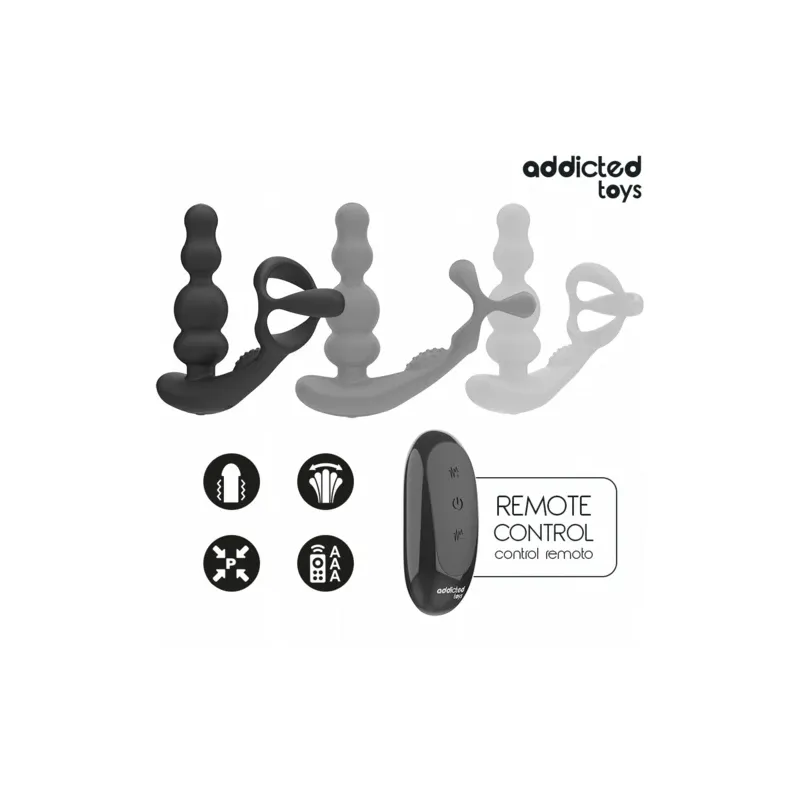 Massaggiatore prostatico rotante Addicted Toys in silicone medico nero con telecomando