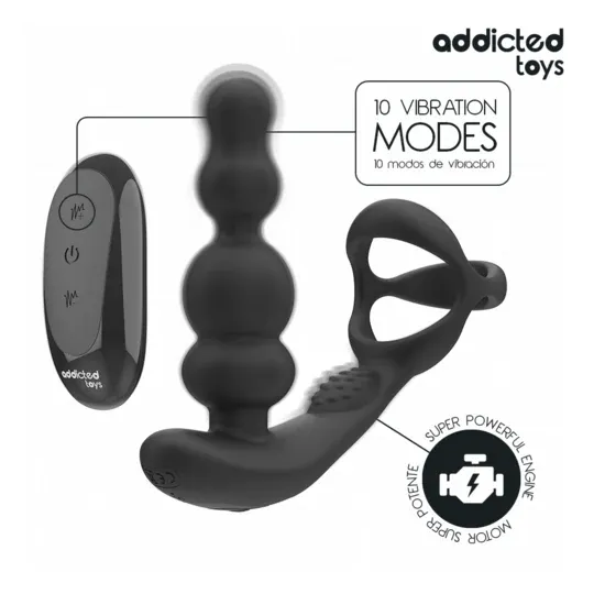 Addicted Toys rotating prostate massager black medical silicone with remote control – D-244706