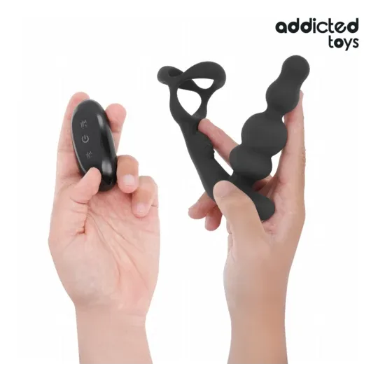 Massaggiatore prostatico rotante Addicted Toys in silicone medico nero con telecomando