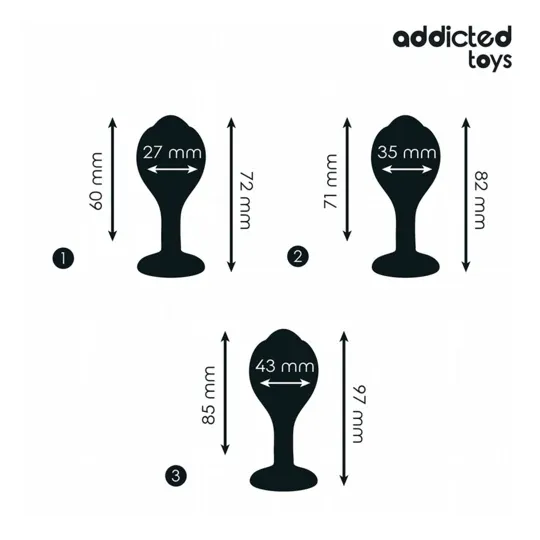Set completo di 3 plug anali progressivi Addicted Toys con gioiello scintillante