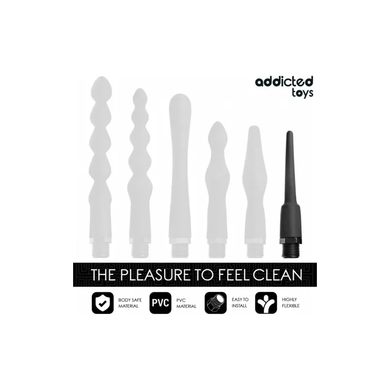 Addicted Toys nettoyant anal silicone doux avec adaptateur universel pour douche, hygiène intime homme, longueur 148mm