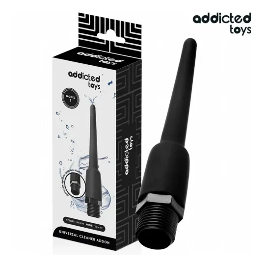 Addicted Toys soft silicone anal douche with universal adapter for shower, intimate hygiene, 148mm length